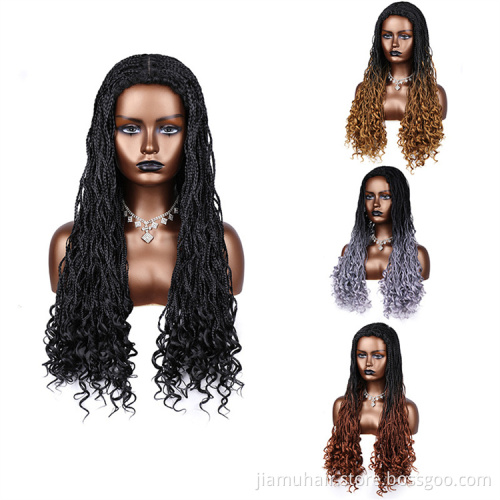 Wave Braids Wigs Synthetic Goddess Box Braided Wigs Crochet Hair Braids for Women
